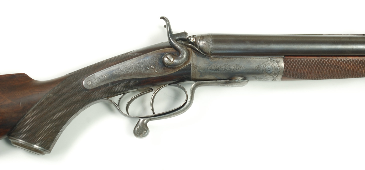 Appraisal: R D RODDA DOUBLE BARREL SIDELOCK RIFLE black powder express