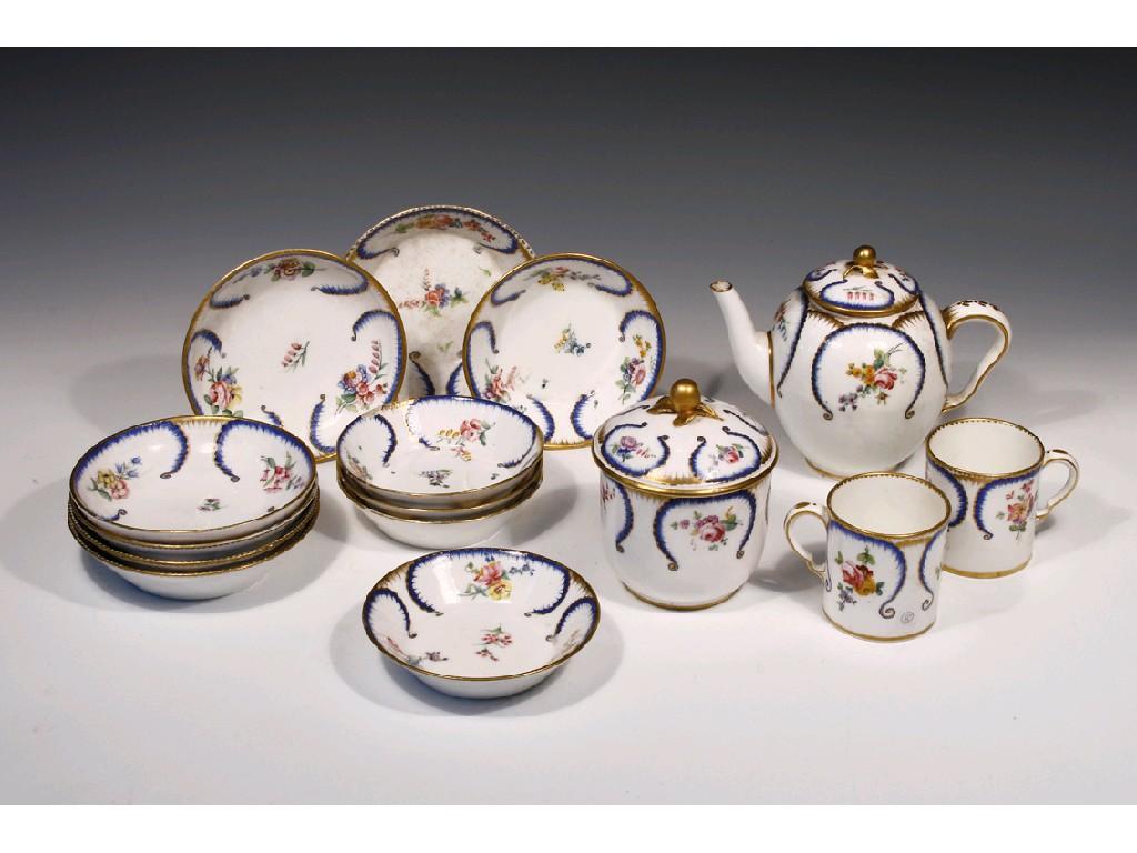 Appraisal: A SEVRES PART TEA SERVICE circa ensuite with lot comprising