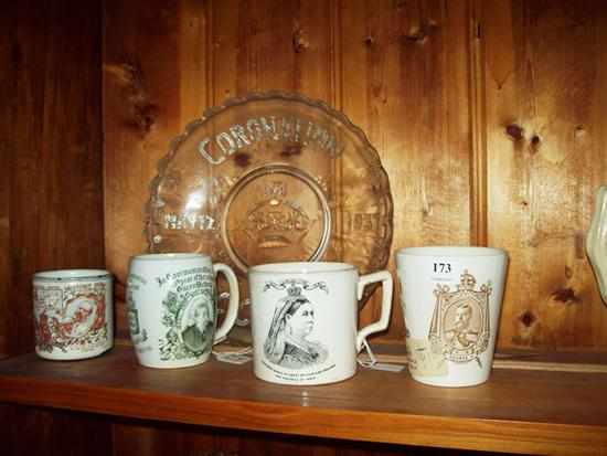 Appraisal: ONE SHELF OF COLLECTABLE ROYAL MEMORABILIA CONSISTING OF TEN CUPS