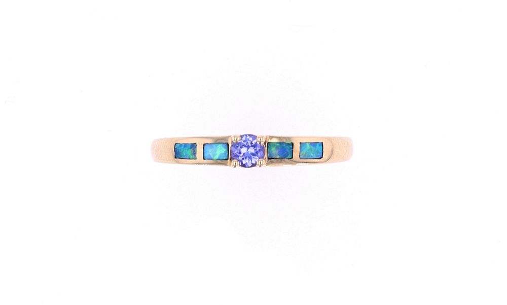 Appraisal: Tanzanite Blue Green Opal k Yellow Gold Ring Featured in