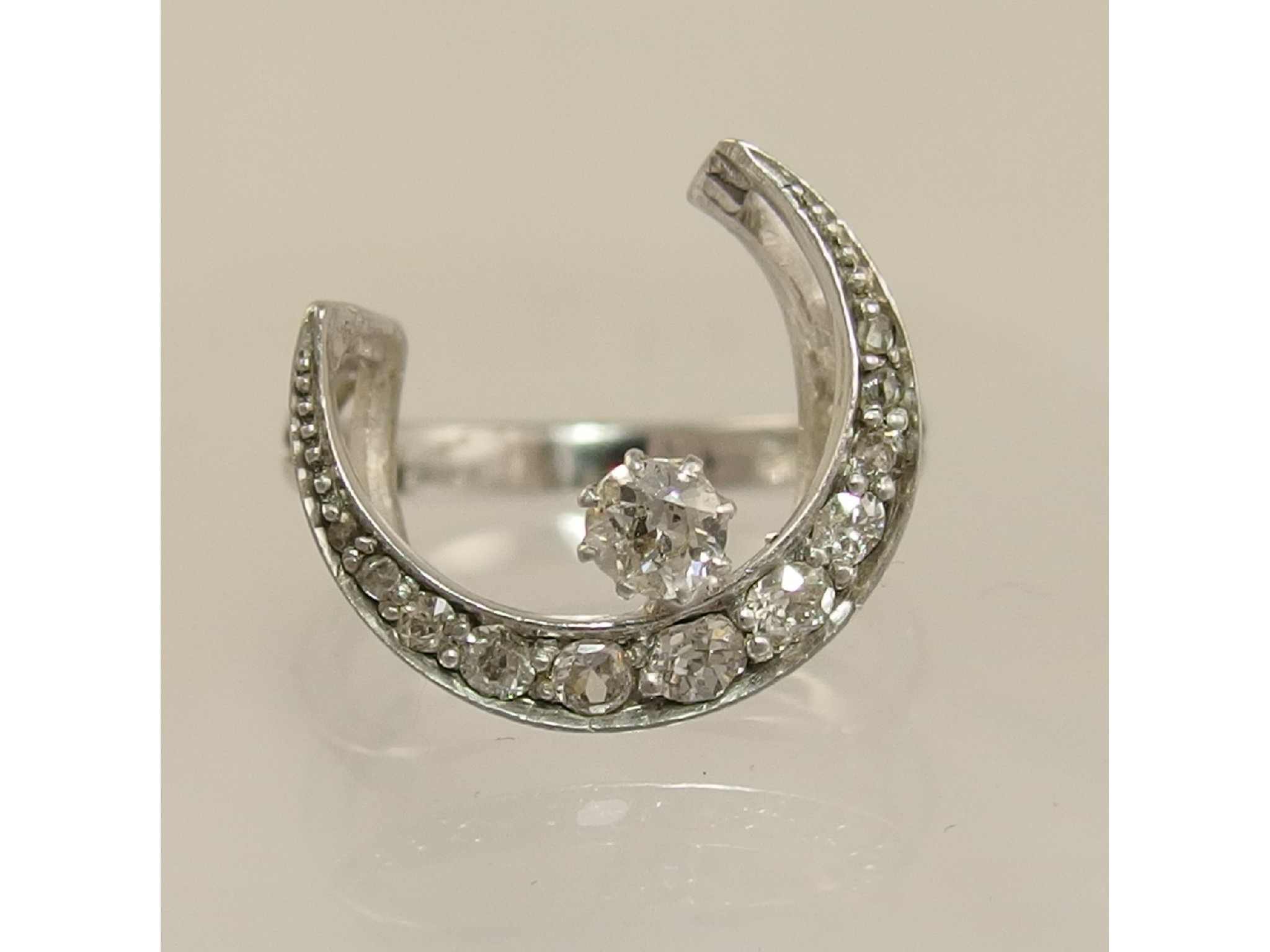 Appraisal: An unusual Victorian old cut diamond crescent moon ringthe old