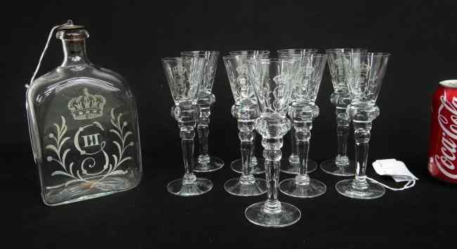 Appraisal: Swedish decanter set commemorating Gustave rd Sweden th anniversary of