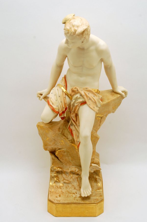 Appraisal: Royal Worcester figure of Mercury seated on rock back marked