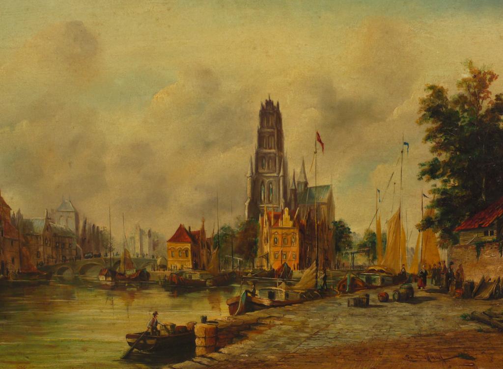 Appraisal: SIMON Z DOLLMAN FLEMISH th CENTURY CONTINENTAL HARBOUR SCENE signed