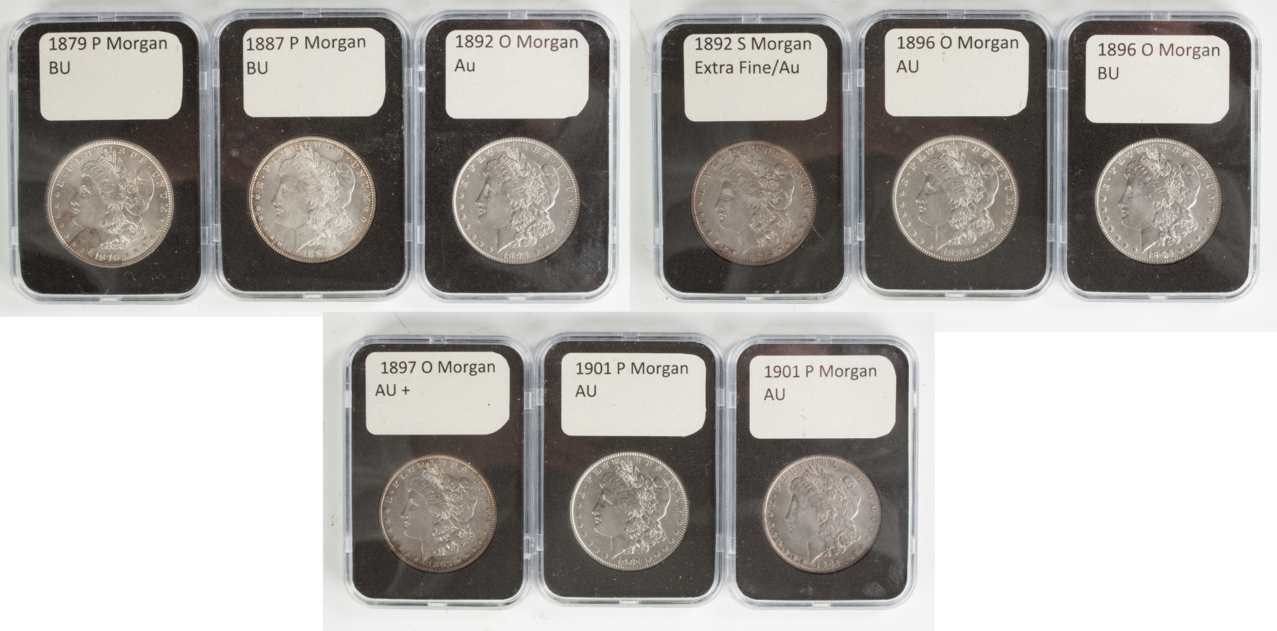 Appraisal: Semi-Key Date Morgan Dollars P BU P BU S Extra