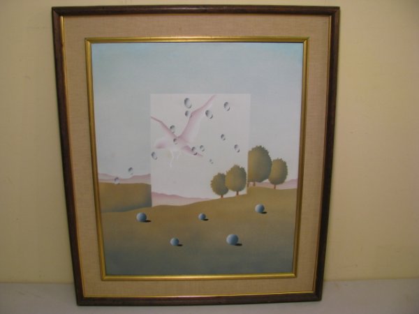 Appraisal: Surrealist landscape oil painting on canvas Signed lower right but