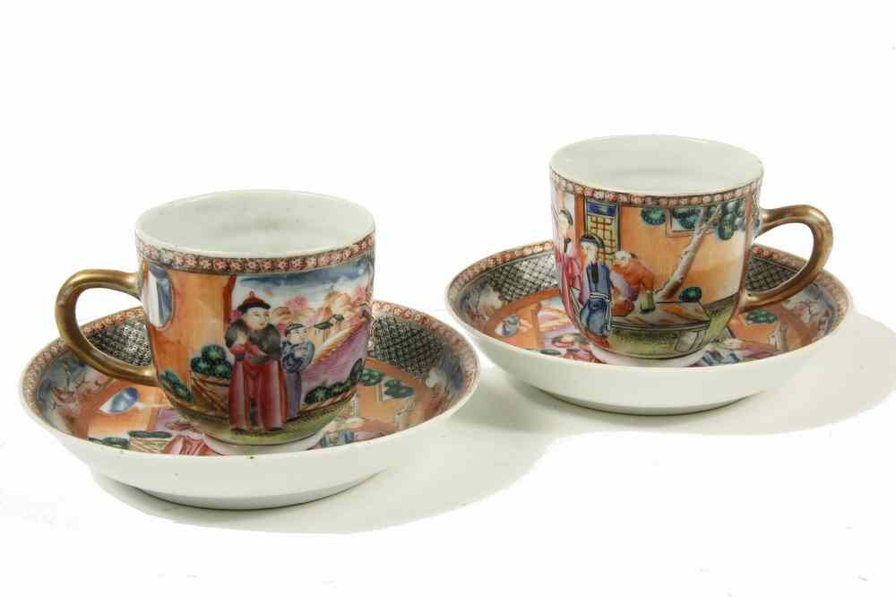 Appraisal: PR CUPS SAUCERS - Ca fine pair of Chinese export