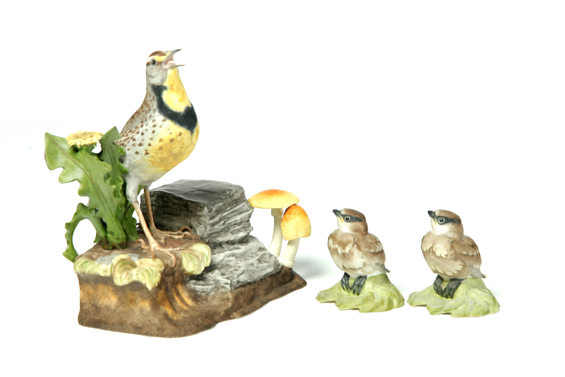 Appraisal: THREE BOEHM BIRD FIGURINES American nd half- th century Meadow