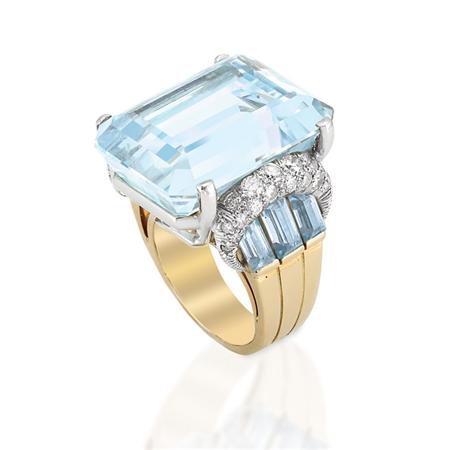 Appraisal: Gold Platinum Aquamarine and Diamond Ring Estimate -