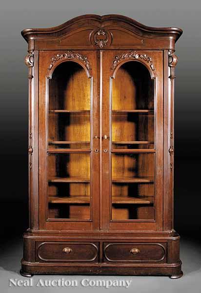 Appraisal: A Good American Rococo Carved Walnut Bookcase mid- th c