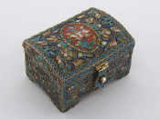 Appraisal: A silver-gilt and cloisonn enamel casket bearing spurious Russian marks