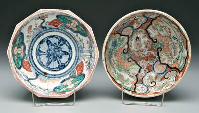 Appraisal: Two Japanese Imari bowls one with boldly outlined cartouches natural