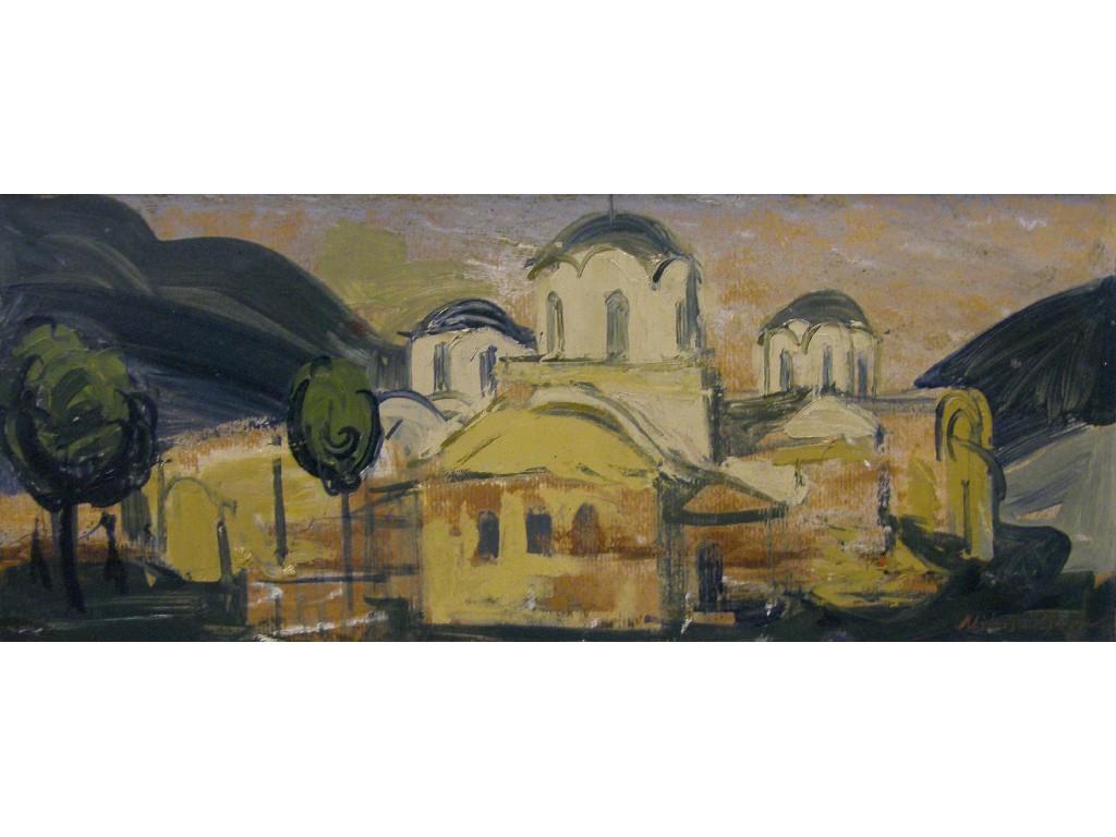 Appraisal: By P Milosavljevic - 'Peck Patriarchate' signed titled verso oil