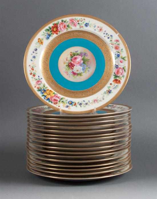 Appraisal: Set of Limoges floral and gilt decorated cabinet plates late