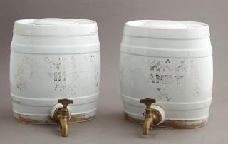 Appraisal: Two English Porcelain Liquor Barrels th c wit Two English