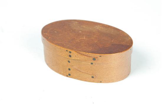 Appraisal: SHAKER BOX American th century Bentwood oval box with copper