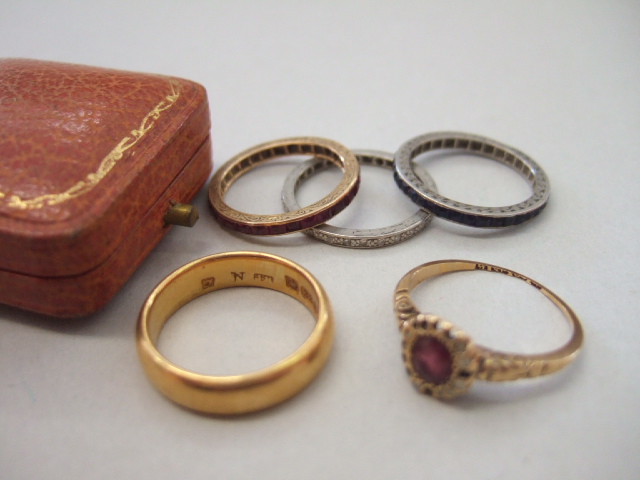 Appraisal: A ct gold plain wedding ring Birmingham with a case