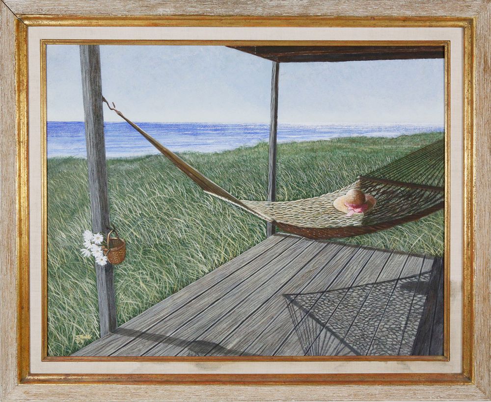 Appraisal: Tom Mielko Tempera on Masonite Hammock Tom Mielko Tempera on