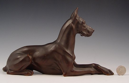 Appraisal: JENNINGS BROTHERS BRONZE GREAT DANE STATUE Signed JB Measures ''