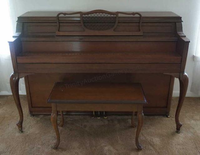 Appraisal: Story and Clark Cherry Spinet Piano with Bench Serial number