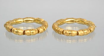 Appraisal: A Pair of Mid Century Italian k Gold Bracelets A