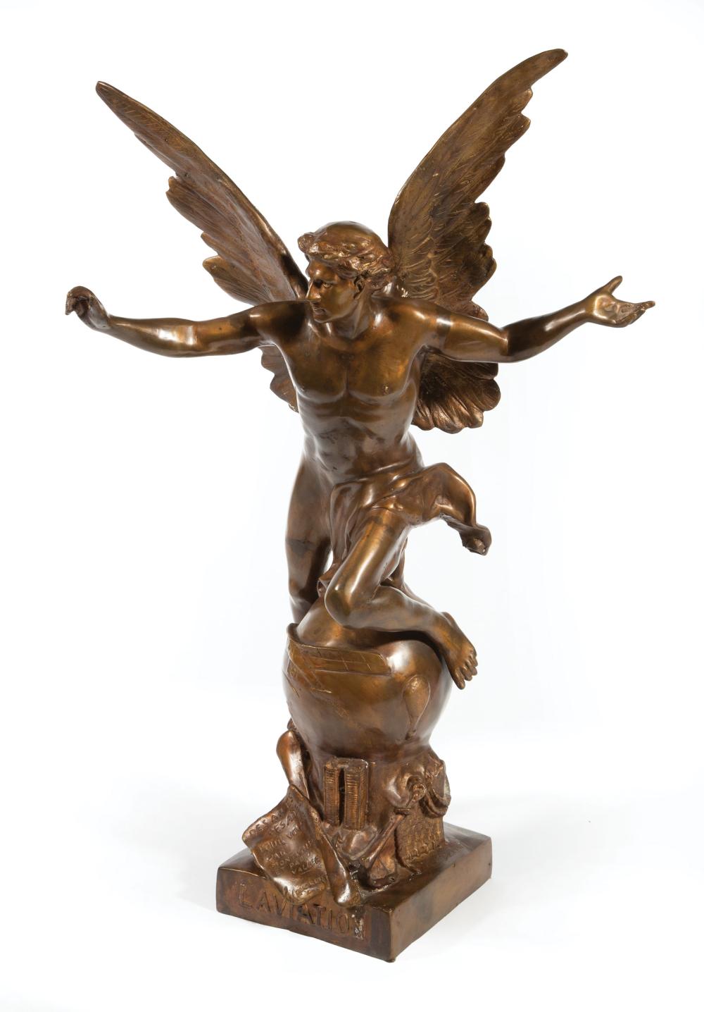 Appraisal: Bronze Figure of L'Aviation after Emile Louis Picault signature inscribed