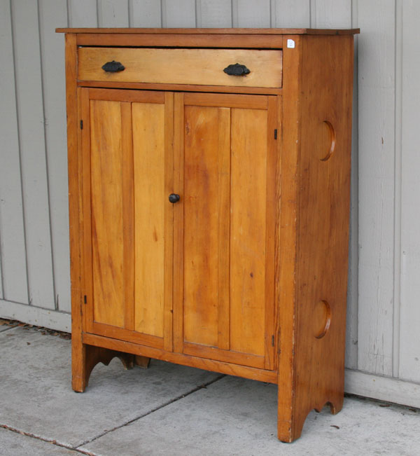 Appraisal: Primitive mixed woods jelly cupboard food safe single drawer above