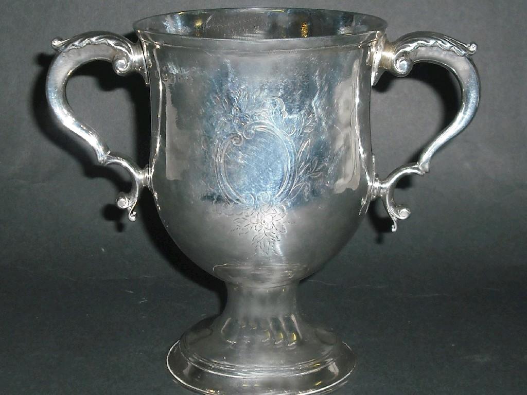 Appraisal: George III twin handled presentation cup with scrolling acanthus handles