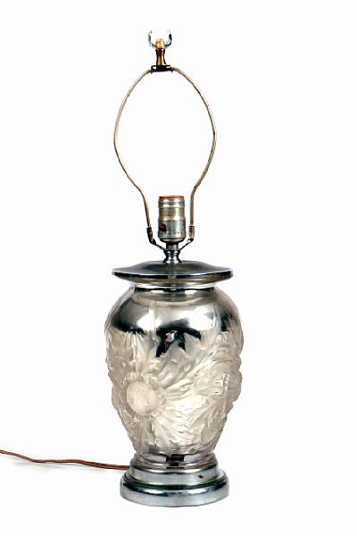 Appraisal: An applied mercury glass lamp height in diameter in