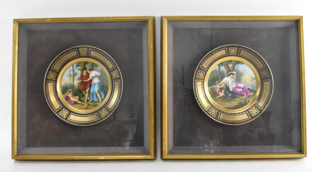 Appraisal: Circa Decorated with classical figures with blue rims and gilt