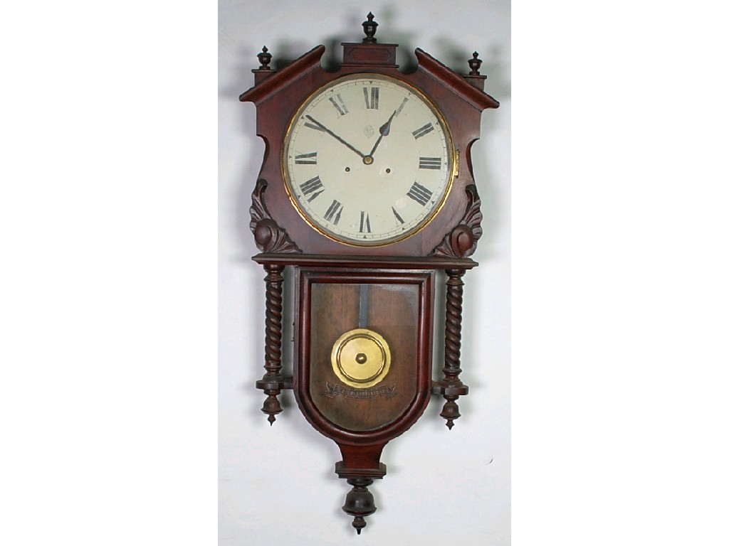 Appraisal: VICTORIAN MAHOGANY CASED DROP DIAL WALL CLOCK by the British