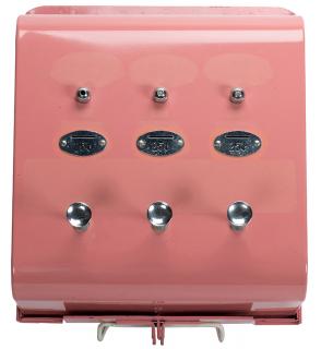 Appraisal: Coin-Operated Cent Ladies Perfume Dispenser Mid-century mountable pink-bodied restroom perfume