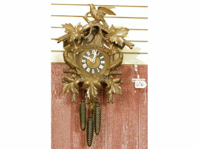 Appraisal: Nicely carved Black Forest wall cuckoo clock in bird and