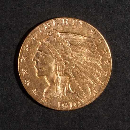 Appraisal: Two United States Indian head type gold quarter eagles EF-