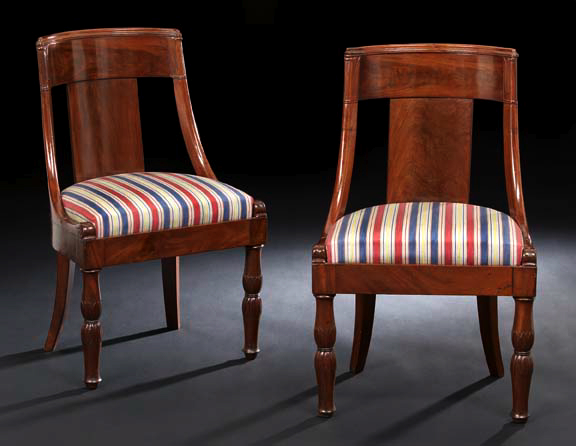 Appraisal: Signed Pair of Empire Mahogany Sidechairs Jacob Freres late th