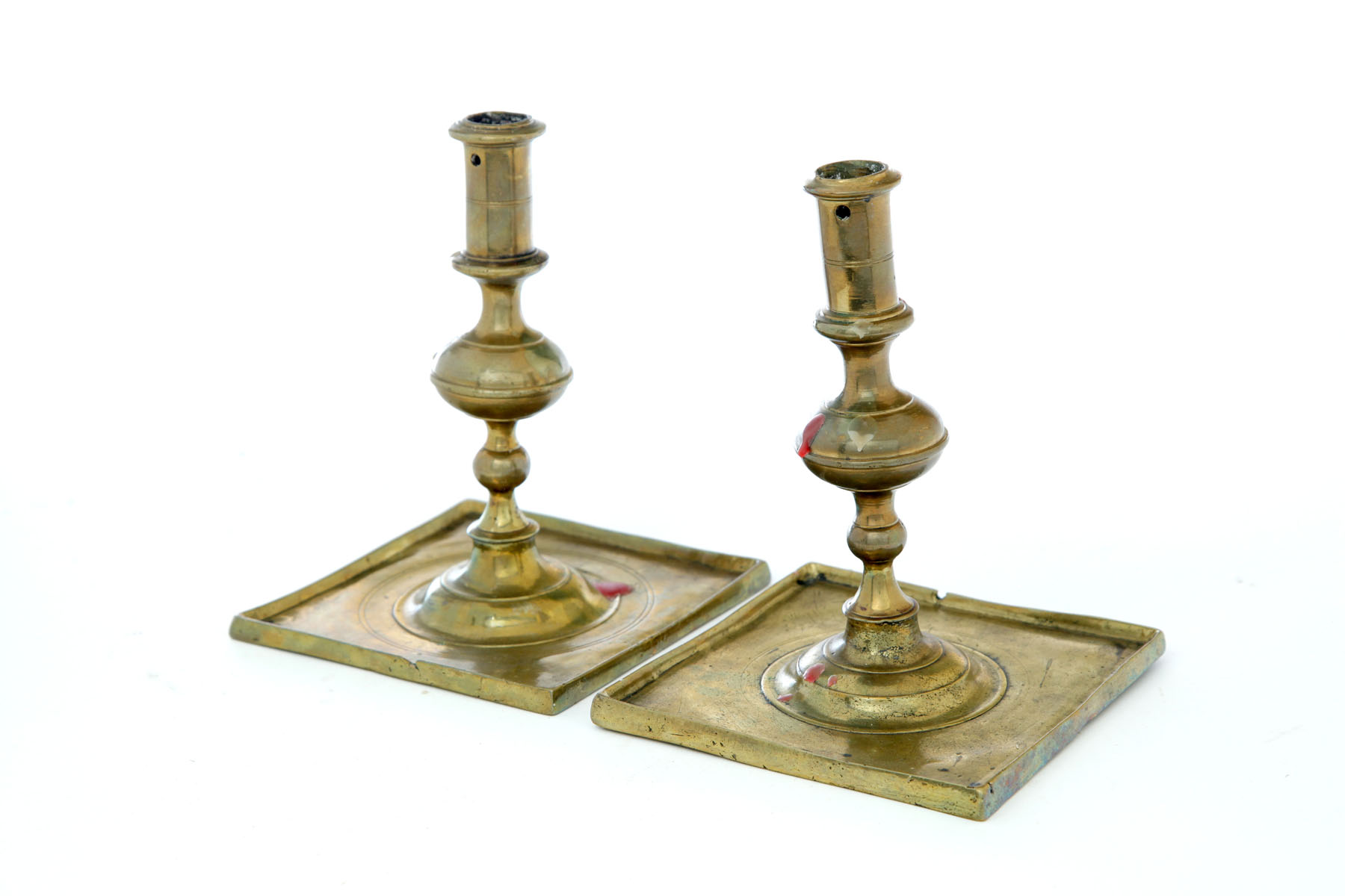 Appraisal: PAIR OF BRASS CANDLESTICKS Spain or Netherlands late th century