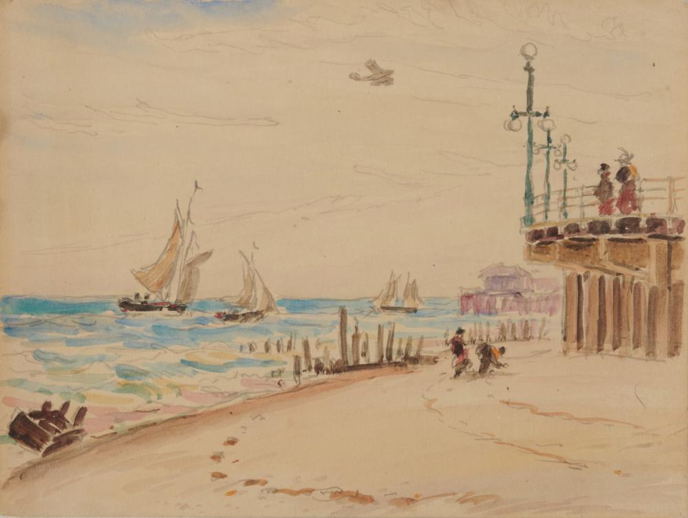 Appraisal: REYNOLDS BEAL American - Atlantic City Shoreline watercolor and pencil