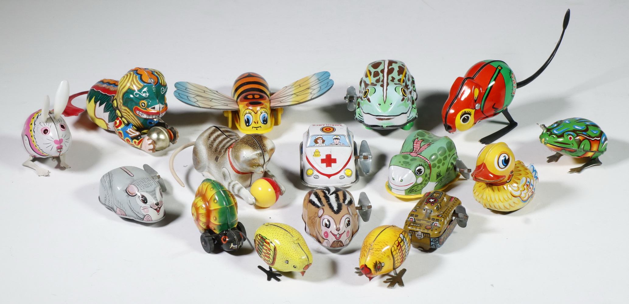 Appraisal: CONTEMPORARY SMALL WIND-UP TIN LITHO TOYS Including FIPS Kangaroo Mouse