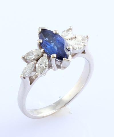 Appraisal: KW X mm blue sapphire marquise Approx ct X mm