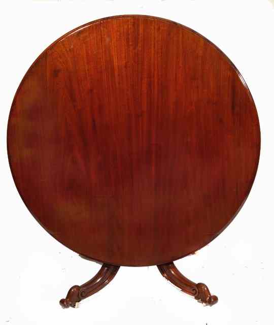 Appraisal: A VICTORIAN CIRCULAR TILT TOP DINING TABLE on turned baluster