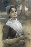 Appraisal: WILLIAM THOMAS SMEDLEY Portrait of a Young Woman Watercolor on