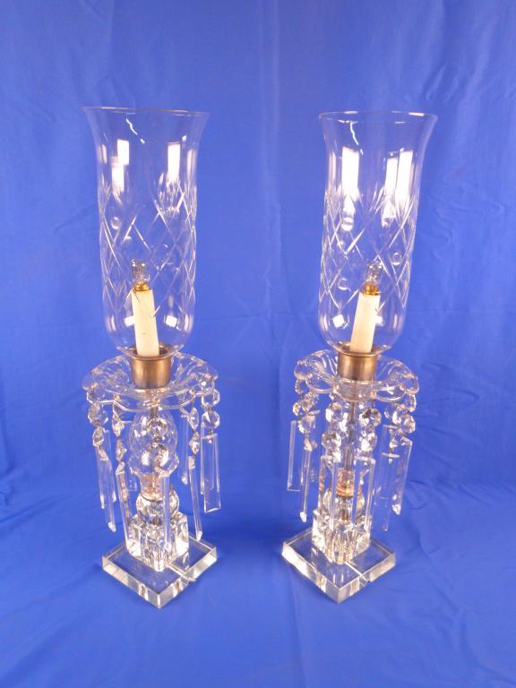 Appraisal: A pair of cut glass table lamps each with a