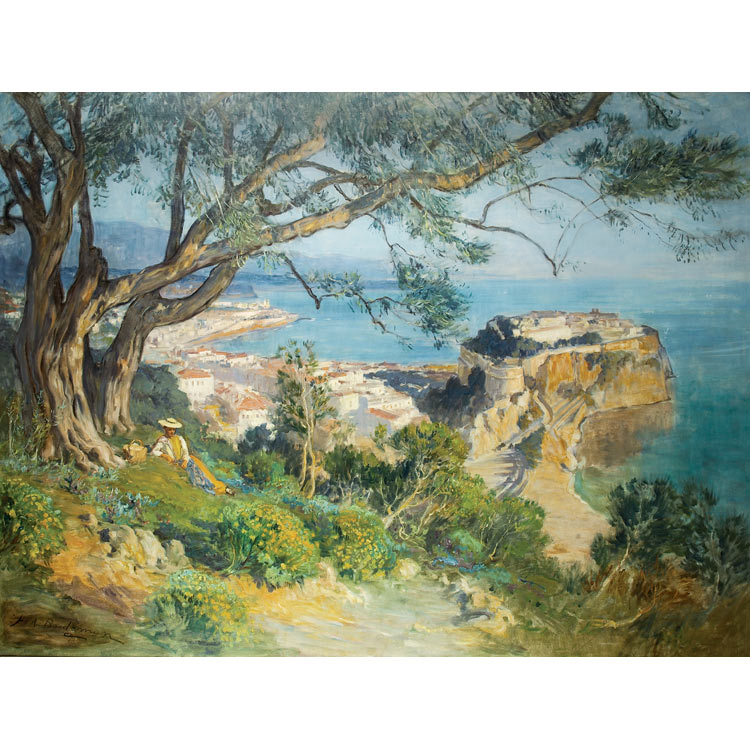 Appraisal: Frederic Arthur Bridgman American - The Rock of Monaco Signed