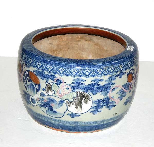 Appraisal: A Japanese Sato ware blue and white porcelain habachi