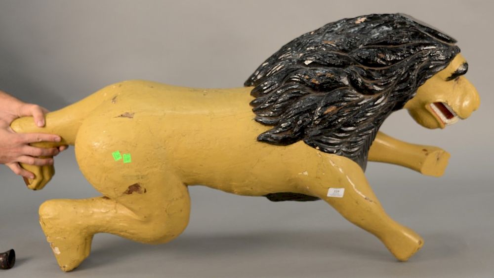 Appraisal: Carved lion figure probably from th century tavern repainted feet