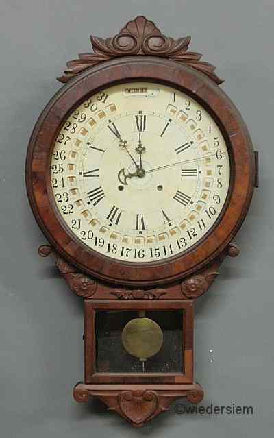 Appraisal: Large rare carved mahogany office calendar clock by Wm L