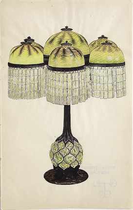 Appraisal: Tiffany Studios American th century FOUR WORKS JEWELRY LAMP AND