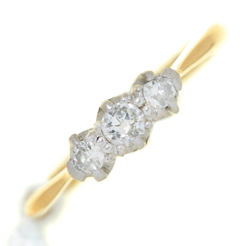 Appraisal: A three stone diamond ring gold hoop marked ct PT