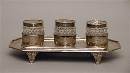 Appraisal: George III Silver Inkstand Sheffield circa