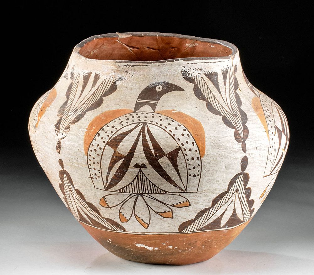 Appraisal: Early th C Acoma Polychrome Pottery Jar Quails Native American